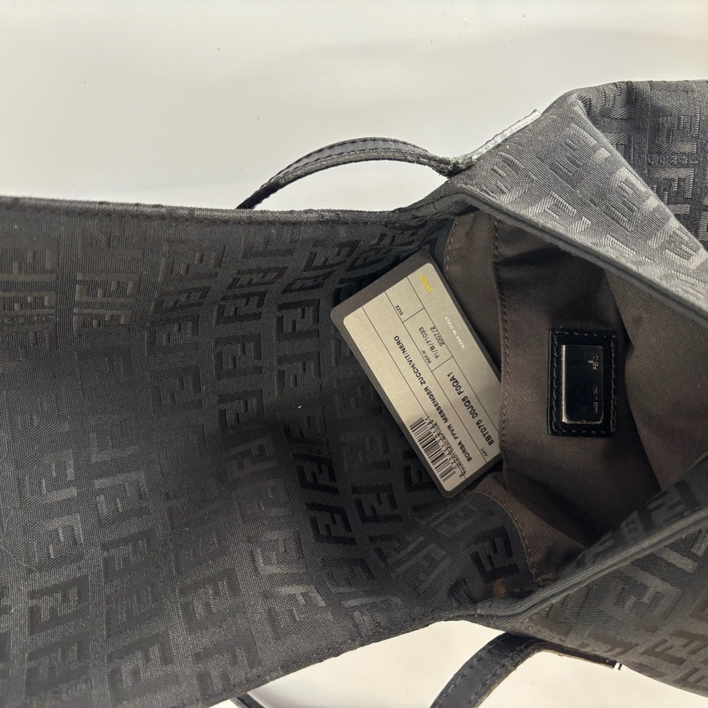 FENDI 2007 ZUCCA CROSSBODY BAG — BLACK FF CANVAS - Picture 7 of 8